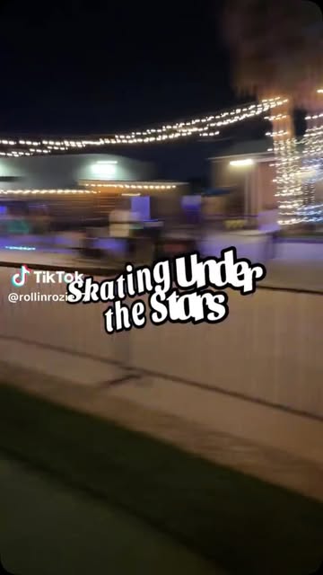 Skating under string lights at night