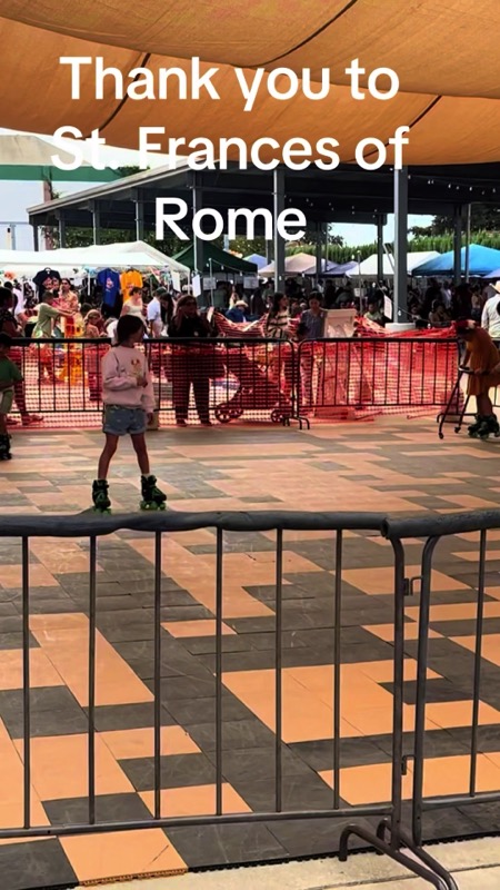 Rink set up at the St. Frances of Rome church festival